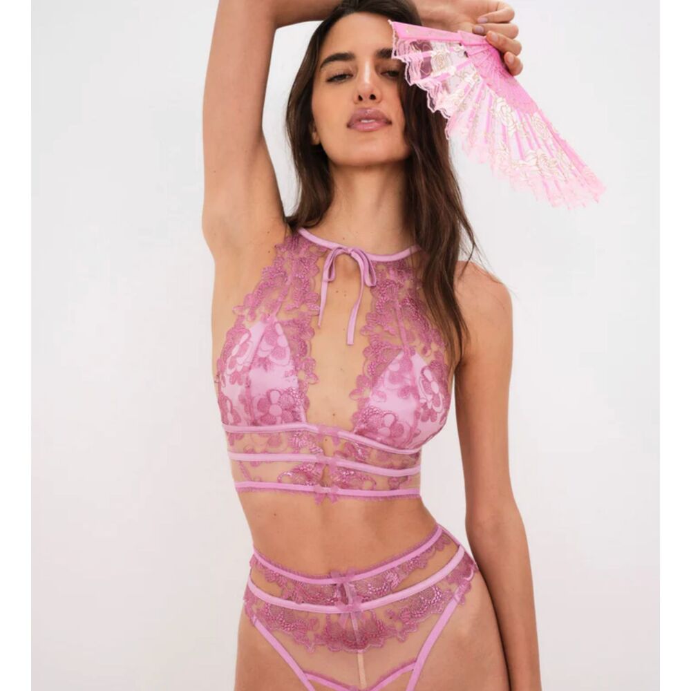 For Love and Lemons Gracie Bralette in Pink Size M NWT